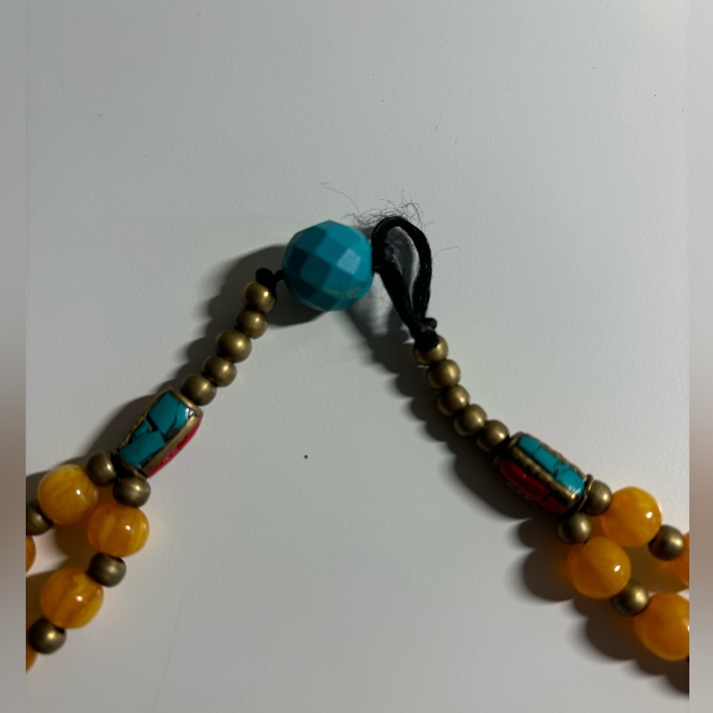 Gorgeous natural copal with metal and stone accents necklace. 22” - Picture 7 of 7